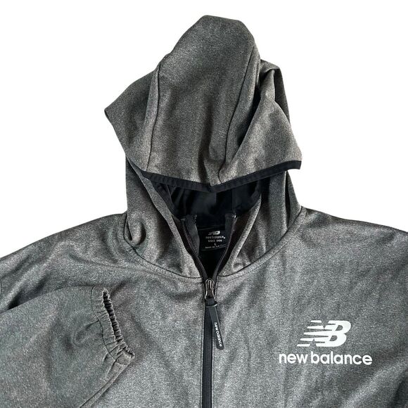 New Balance 1/4 Zip Mens Large Water Resistant Soft Shell Hoodie Jacket Gray - Picture 1 of 10
